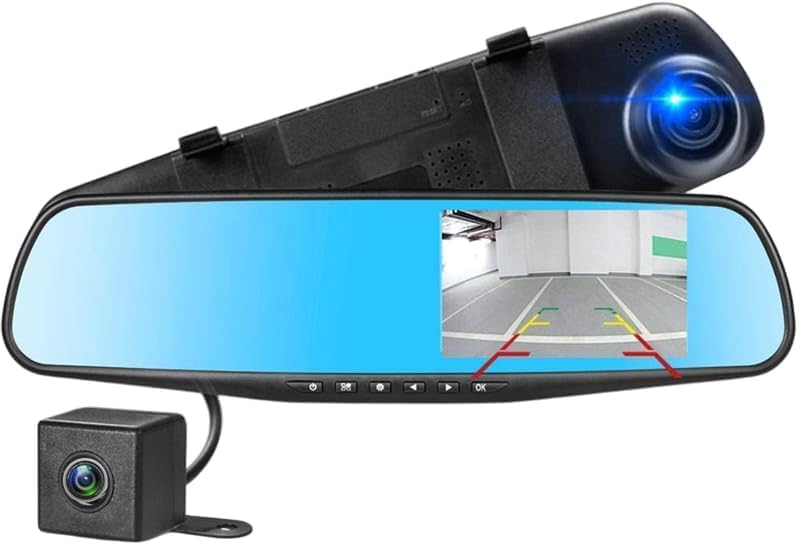 أورلينيك كاميرا Orlenic Dash Cam Mirror بدقة 1080 بكسل عالية الوضوح، مسجل قيادة السيارة بعدسة مزدوجة أمامية وخلفية، كاميرا لوحة القيادة بزاوية واسعة DVR مع مستشعر G، تسجيل حلقي، مراقبة وقوف السيارات، كشف الحركة (أسود) - Image 1