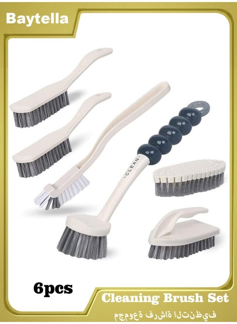 بيتلا 6-Piece Cleaning Brush Set, فرش تنظيف بشعيرات نايلون، فرشاة فرك متعددة الزوايا لحوض المطبخ والأواني والبلاط والشقوق والحمام والمنزل - Image 1