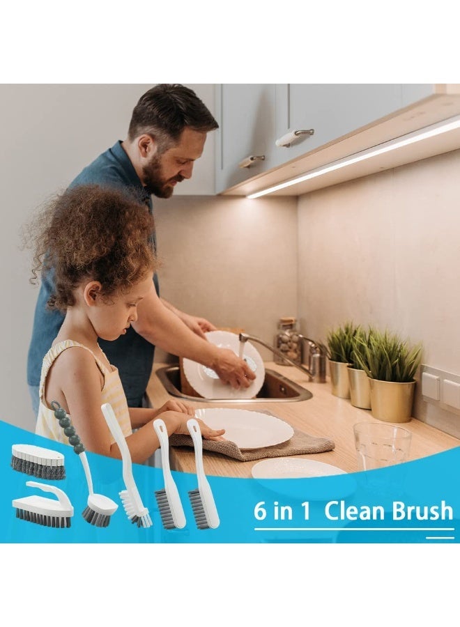 بيتلا 6-Piece Cleaning Brush Set, فرش تنظيف بشعيرات نايلون، فرشاة فرك متعددة الزوايا لحوض المطبخ والأواني والبلاط والشقوق والحمام والمنزل - Image 5
