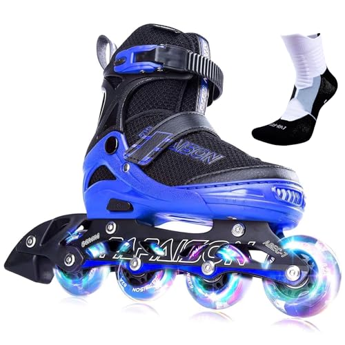 PAPAISON Adjustable Inline Skates for Kids and Adults with Full Light Up Wheels, Outdoor Roller Skates for Girls and Boys, Men and Women - Image 1