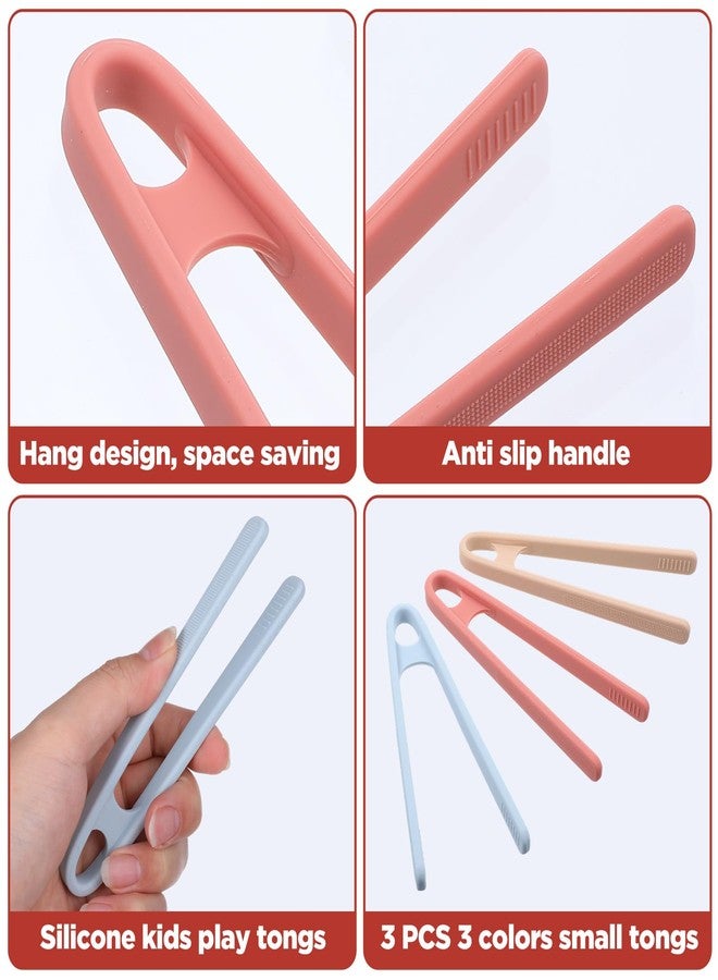 ElevateTech 3Pcs Silicone Mini Tongs Small Tongs for Serving Food 5.5 Inch 3 Colors Silicone Kitchen Tong Anti-Slip Design Accessories for Toaster Pan Fried Steak Barbecue Fruits Snacks - Image 3