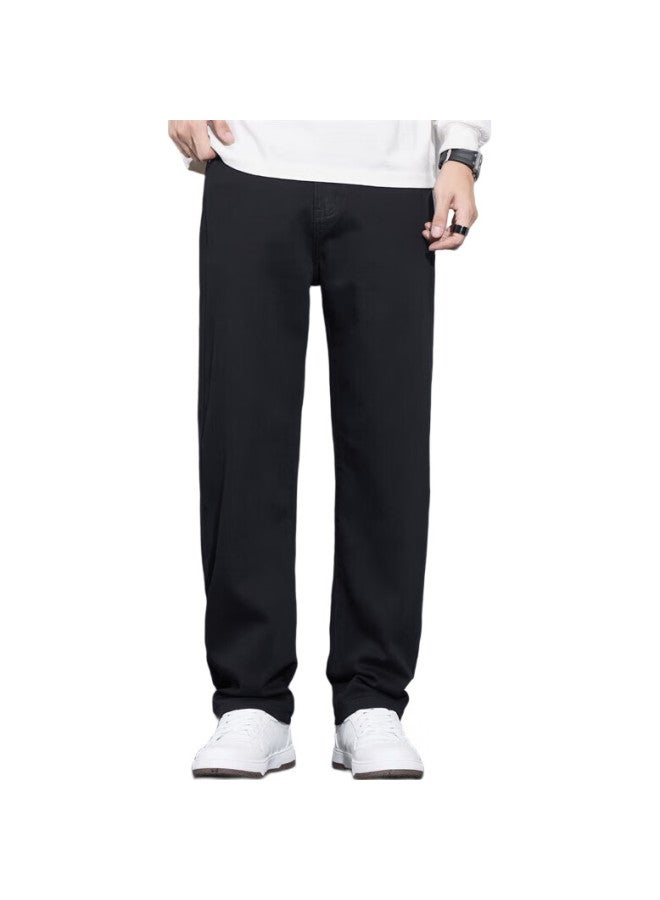 PLAYBOY Denim Jeans For Men, Spring And Summer Casual Pants, Loose Straight-Leg Men'S Trousers, Trendy Long Pants, Black, M - Image 2