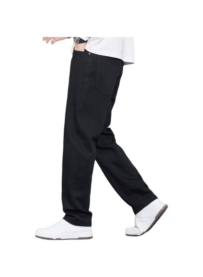 PLAYBOY Denim Jeans For Men, Spring And Summer Casual Pants, Loose Straight-Leg Men'S Trousers, Trendy Long Pants, Black, M - Image 3