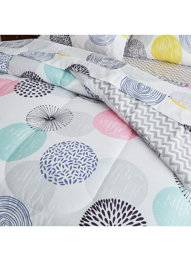 UOZZI BEDDING 6 Pieces Comforter Sheet Set Twin Size Bed in a Bag - Colorful Dots Style - Soft Microfiber, Winter Warm Set - Image 4