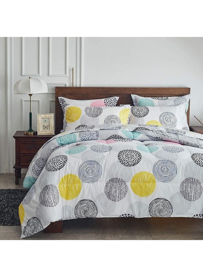 UOZZI BEDDING 6 Pieces Comforter Sheet Set Twin Size Bed in a Bag - Colorful Dots Style - Soft Microfiber, Winter Warm Set - Image 3