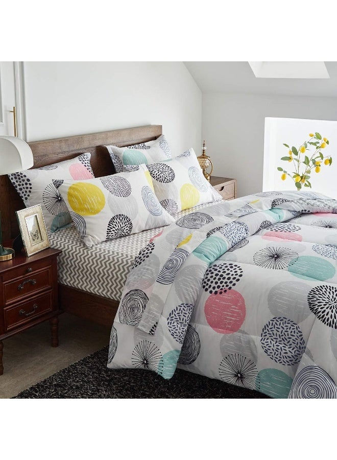 UOZZI BEDDING 6 Pieces Comforter Sheet Set Twin Size Bed in a Bag - Colorful Dots Style - Soft Microfiber, Winter Warm Set - Image 5