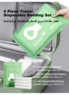 Anawnas 4 Piece Travel Disposable Bedding Set with Portable Disposable Bed Sheet, 2 Pillowcases, Quilt Cover, Disposable Fitted Sheets Travel Bedding Cover for Hotel  - Image 1