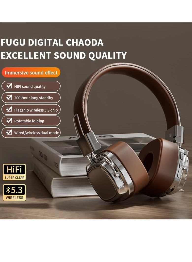 إكسفور سماعات رأس بلوتوث لاسلكية قابلة للطي طراز ريترو قابلة للطي، سماعة داخل الأذن بخاصية إلغاء الضوضاء مع صوت محيطي، سماعات أذن بلوتوث 5.3 على الطراز الأمريكي القديم - Image 2