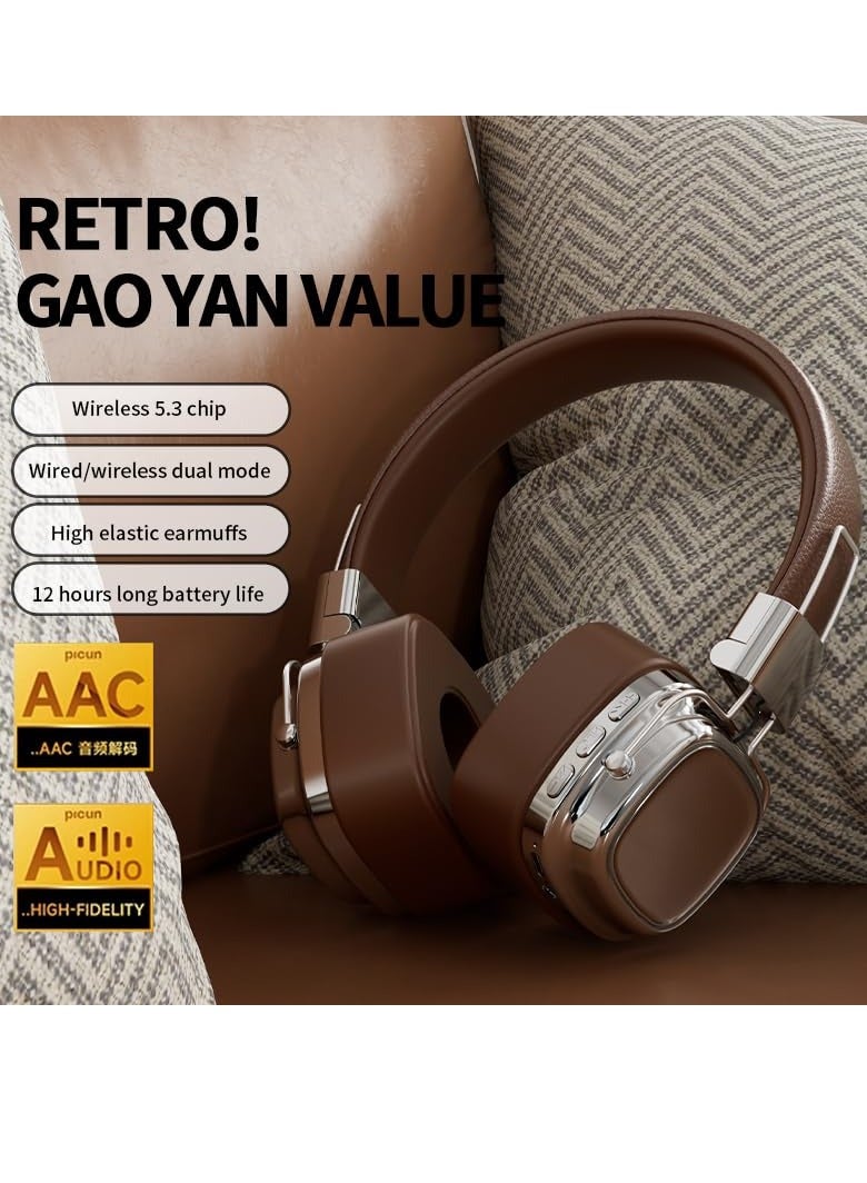 إكسفور سماعات رأس بلوتوث لاسلكية قابلة للطي طراز ريترو قابلة للطي، سماعة داخل الأذن بخاصية إلغاء الضوضاء مع صوت محيطي، سماعات أذن بلوتوث 5.3 على الطراز الأمريكي القديم - Image 3