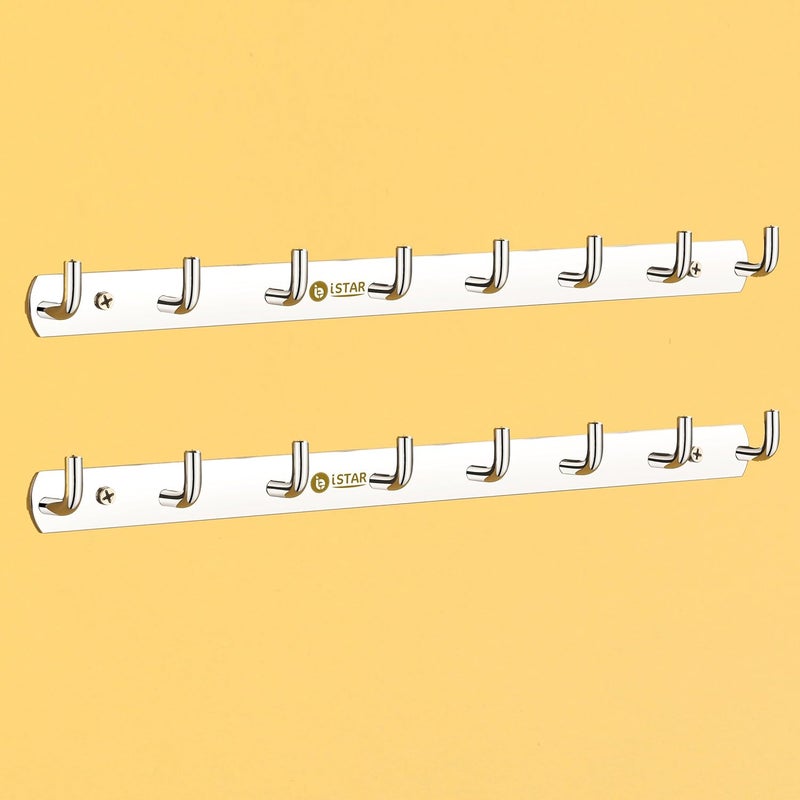 iSTAR 8 Pin Bathroom Cloth Hooks Hanger Door Wall Bathroom Robe Hooks Rail for Hanging Stainless Steel Round Shape Hook (Pack of 1) - Image 1