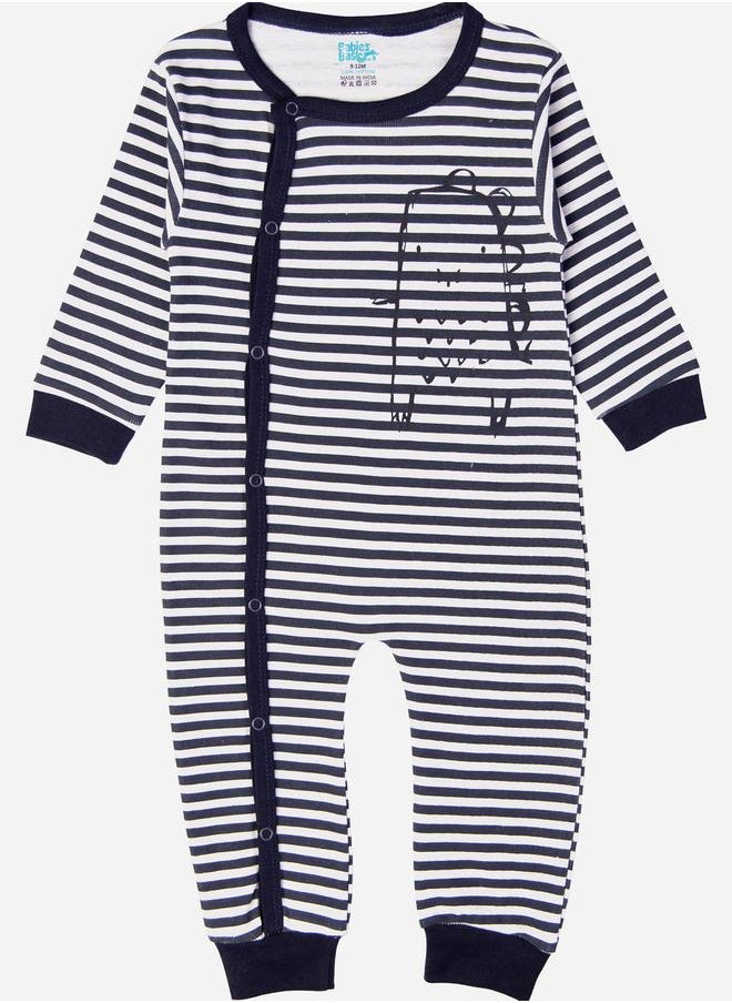 Babies Basic Striped Cotton Long Sleeves Sleepsuit  - Image 1