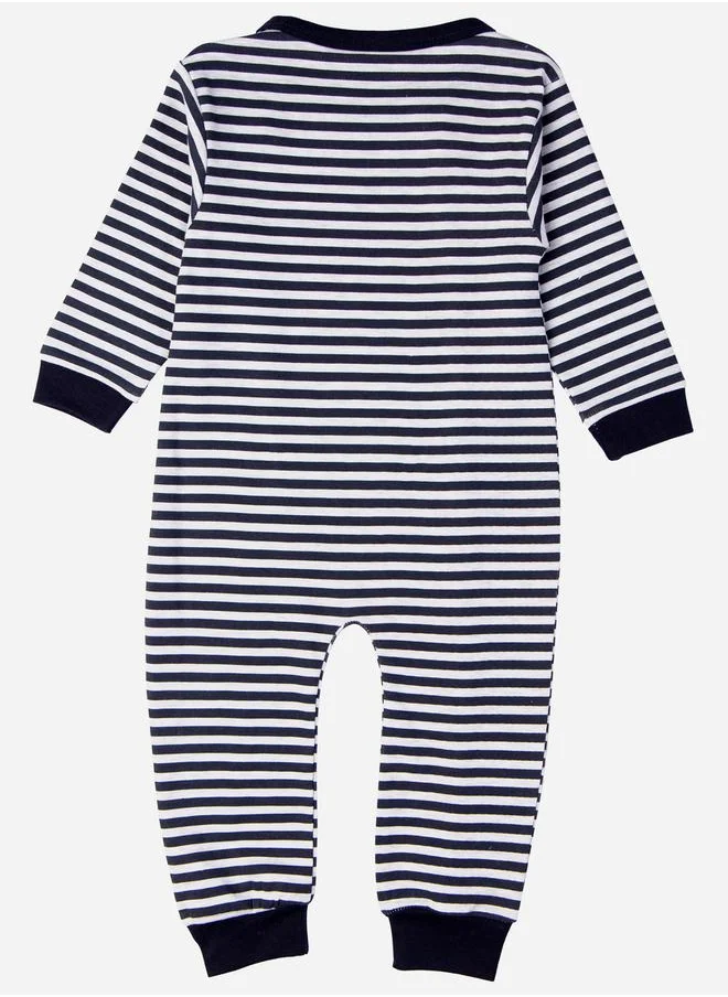 Babies Basic Striped Cotton Long Sleeves Sleepsuit