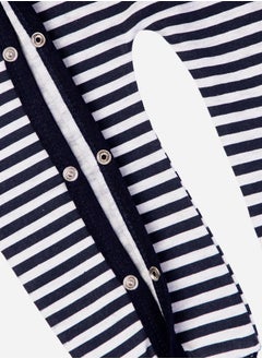 Babies Basic Striped Cotton Long Sleeves Sleepsuit  - Image 4