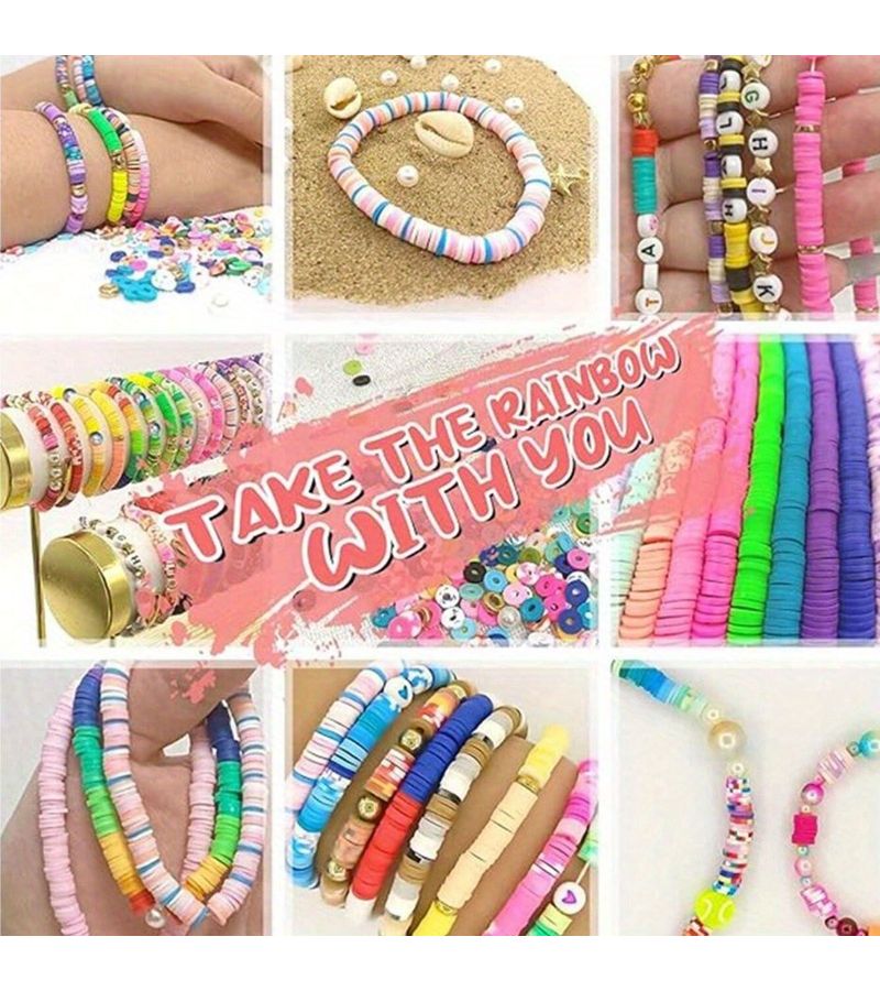 2D Flat Polymer Clay Beads Over 1900 Pink Jewelry Making Spacers Bracelet Necklace Earring - Image 3