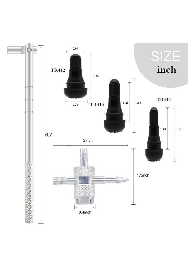 Generic Valve Stem Puller Installer Tool, 5Pcs TR412, 5Pcs TR413, 5Pcs TR414 Tire Snap in Short Rubber Valve Stem, 4 Way Valve Core Remover, Single Head Tire Valve Core Remover Installer Tool(40Pcs)  - Image 3
