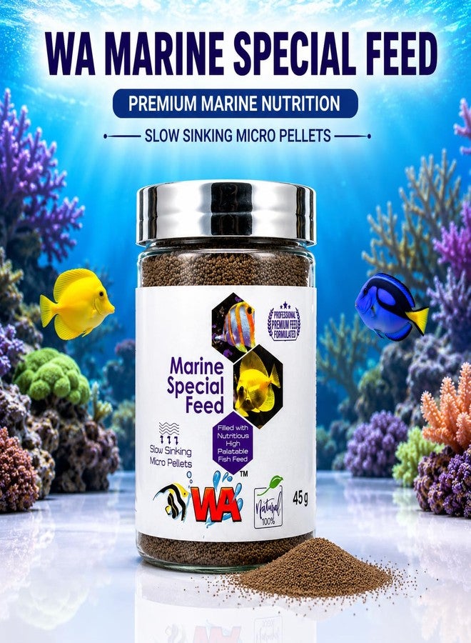 VAYINATO WA Marine Special Feed 45g | Slow Sinking Marine Fish Pellets Fish Meal, Krill Meal & Spirulina Formula | Complete Daily Nutrition for Marine & Reef Aquarium Fish - Image 1