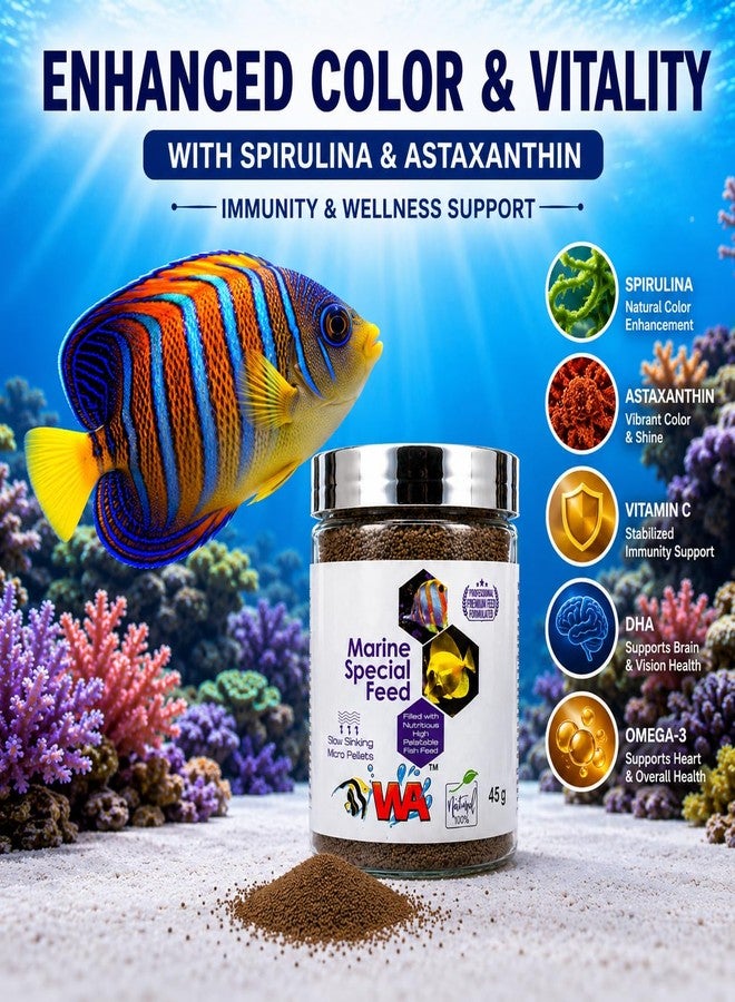 VAYINATO WA Marine Special Feed 45g | Slow Sinking Marine Fish Pellets Fish Meal, Krill Meal & Spirulina Formula | Complete Daily Nutrition for Marine & Reef Aquarium Fish - Image 5