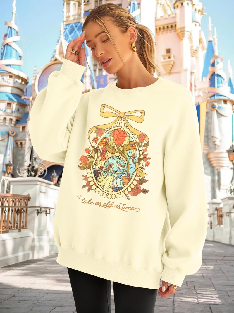 FASHGL Magical Kingdom Sweatshirt for Women Magic Shirt Family Vacation Sweater Cute Castle Graphic Long Sleeve Pullover Tops - Image 5