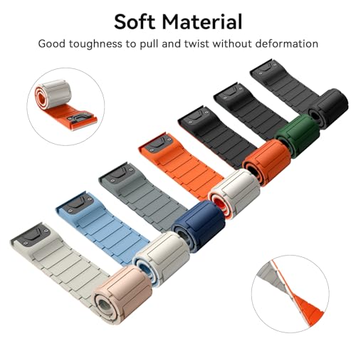 ISABAKE Watch Band for Garmin Fenix 8 47mm/Fenix 7/6/5, 22mm QuickFit Silicone Magnetic Strap for EPIX Pro/Approach S60/S62 - Image 3