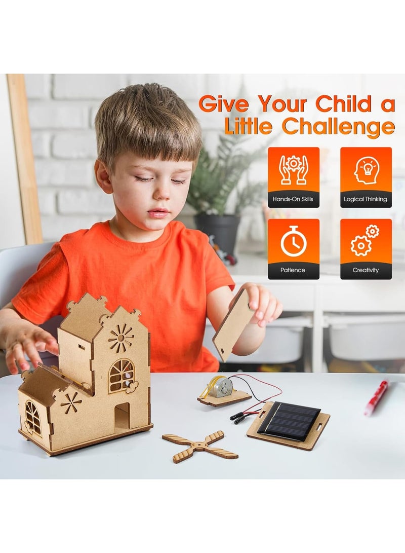 Excefore Solar Powered Wooden Puzzle Kit, 3D DIY Craft Toy with Windmill, STEM Educational Science Model for Kids Ages 8-14, Sustainable Energy Learning & Family Fun - Image 3