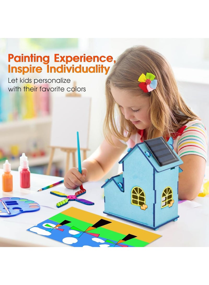 Excefore Solar Powered Wooden Puzzle Kit, 3D DIY Craft Toy with Windmill, STEM Educational Science Model for Kids Ages 8-14, Sustainable Energy Learning & Family Fun - Image 4