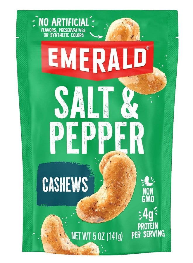 Emerald Nuts Salt and Pepper Seasoned Cashews (1-Pack) | 5 Oz Resealable Bag | Kosher Certified, Non-GMO, Contains No Artificial Preservatives, Flavors or Synthetic Colors - Image 1
