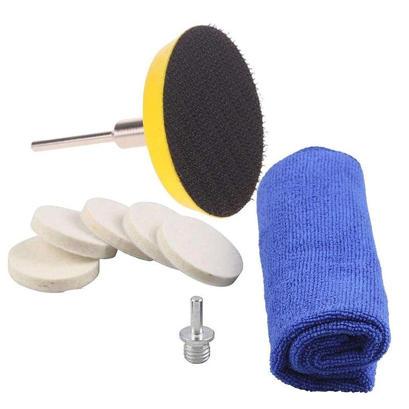 DIY Crafts Diy Crafts 11670 10672 3 Inch Felt Buff Polishing Pad, Microfibre Towel M10 Thread Drill Adapter and Scratch Remover, Multicolor, Pack of 10  - Image 1