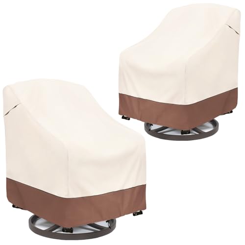 okcool Outdoor Swivel Chair Cover 2 Pack Patio Chair Covers Waterproof Clearance 30 W x 34 D x 385 H Lawn Furniture Covers Beige Brown - Image 1
