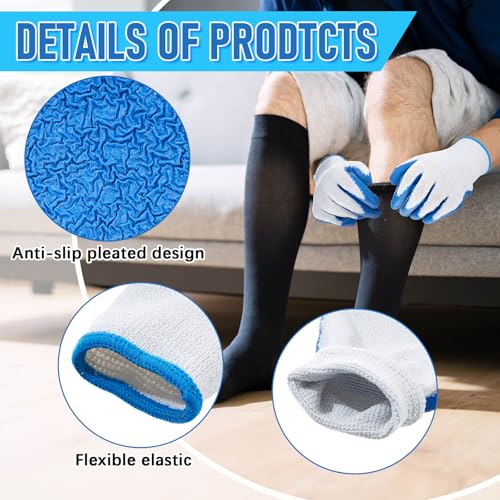 Sureio 3 Pairs Donning Gloves for Compression Stockings Gloves for Donning Gripping Compression Wear(Blue, White) - Image 4
