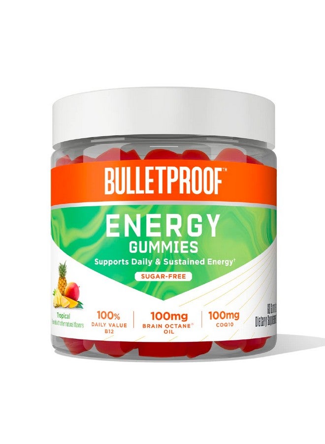 Bulletproof حلوى الطاقة الاستوائية الخالية من السكر والمضادة للرصاص، 60 قطعة، مكمل للطاقة اليومية والمستمرة مع 100 ملغ من CoQ10، القيمة اليومية من B12، 100 ملغ من زيت الدماغ أوكتان - Image 1