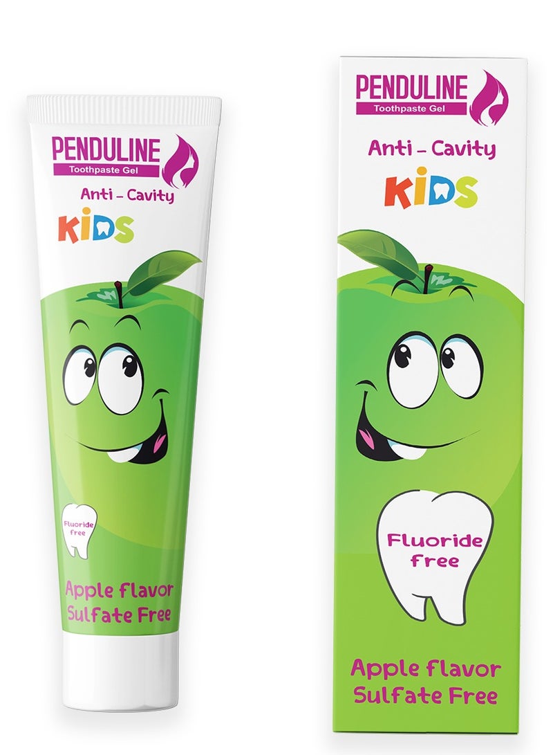 Penduline kids toothpaste gel 75 ml | Safe from 2 years old | Green Apple | Free fluoride | Free sulfites - Image 1