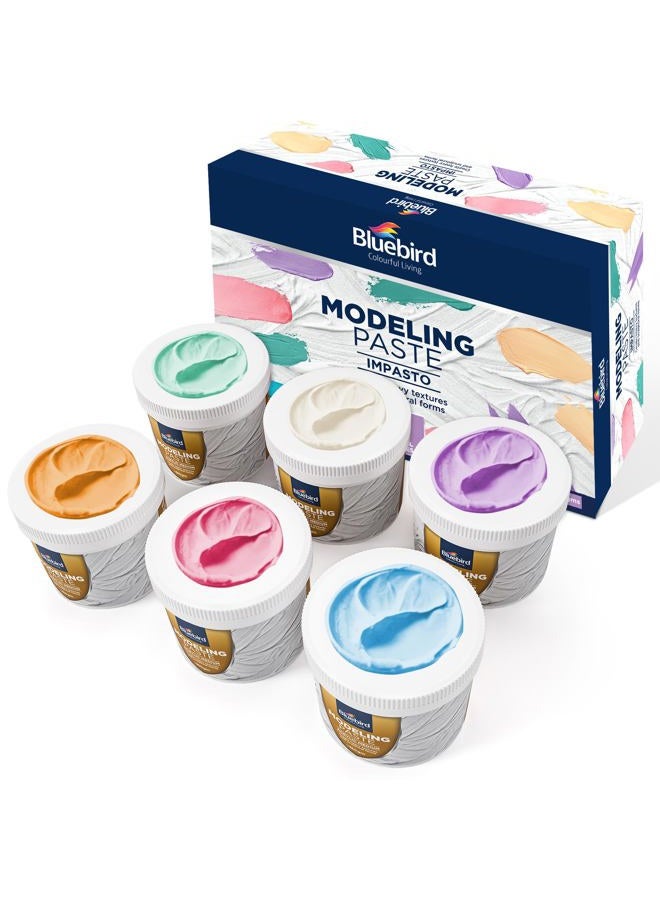 Bluebird Colored Modeling Paste - 6-Pack - 150GM / 5.3 Oz Each jar - Pastel Shades - Image 1