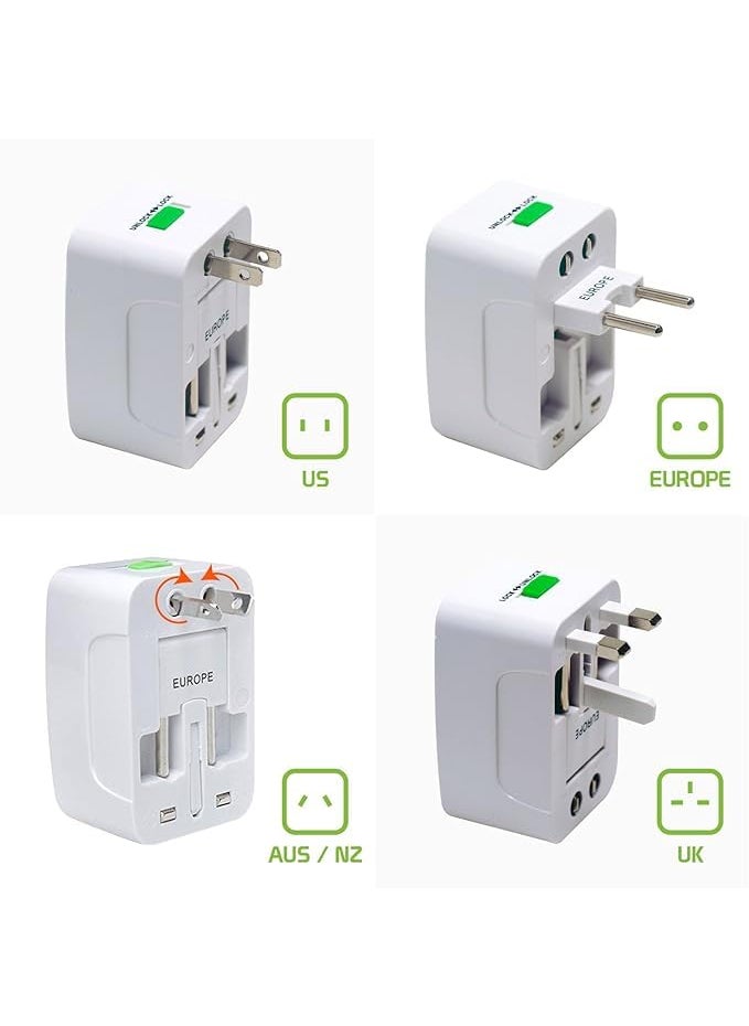 istore Istore Universal Travel Adapter International All in One Worldwide Travel Multi Plug Adapter Cable Wall Charger with Build in Socket Charger for USA EU UK AUS White  - Image 3