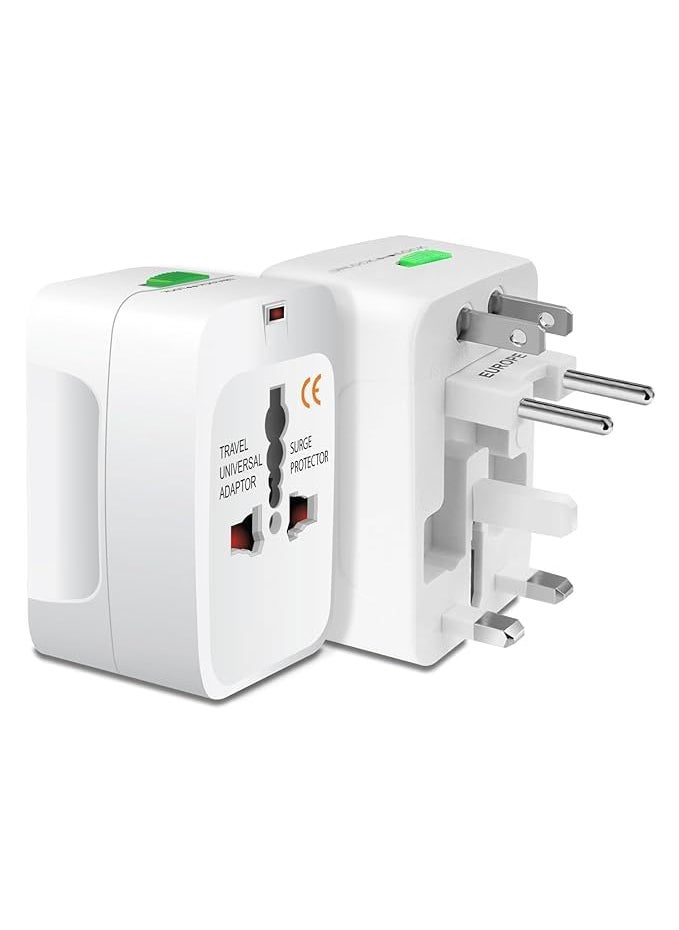 istore Istore Universal Travel Adapter International All in One Worldwide Travel Multi Plug Adapter Cable Wall Charger with Build in Socket Charger for USA EU UK AUS White  - Image 1