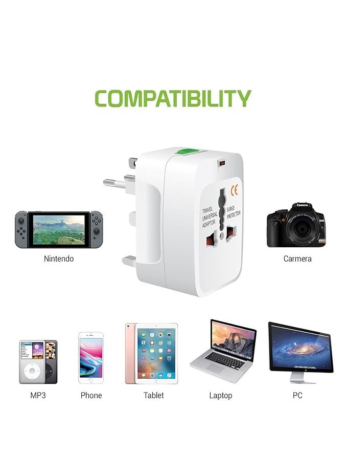 istore Istore Universal Travel Adapter International All in One Worldwide Travel Multi Plug Adapter Cable Wall Charger with Build in Socket Charger for USA EU UK AUS White  - Image 4
