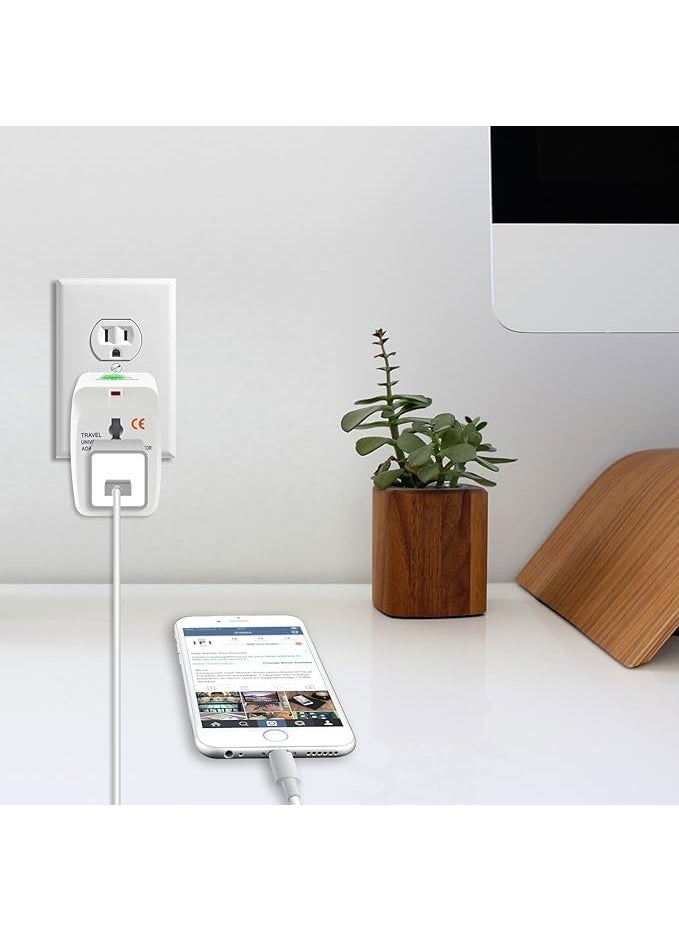 istore Istore Universal Travel Adapter International All in One Worldwide Travel Multi Plug Adapter Cable Wall Charger with Build in Socket Charger for USA EU UK AUS White  - Image 2