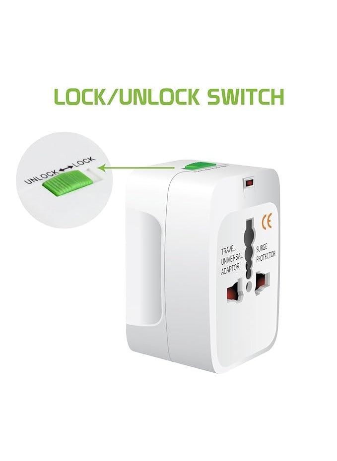 istore Istore Universal Travel Adapter International All in One Worldwide Travel Multi Plug Adapter Cable Wall Charger with Build in Socket Charger for USA EU UK AUS White  - Image 5