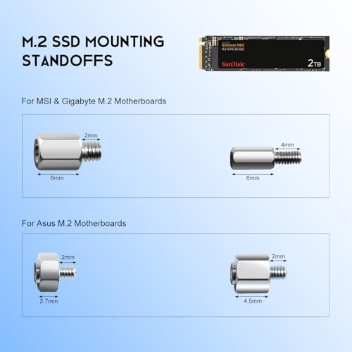 WLXTREE NVMe M.2 SSD Standoff and Mounting Screws Kit for Asus ASRock Gigabyte MSI Motherboards, for Laptop PC Repair & DIY, 36pcs - Image 4