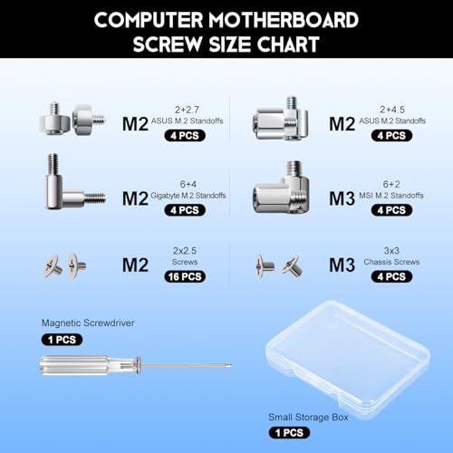 WLXTREE NVMe M.2 SSD Standoff and Mounting Screws Kit for Asus ASRock Gigabyte MSI Motherboards, for Laptop PC Repair & DIY, 36pcs - Image 2