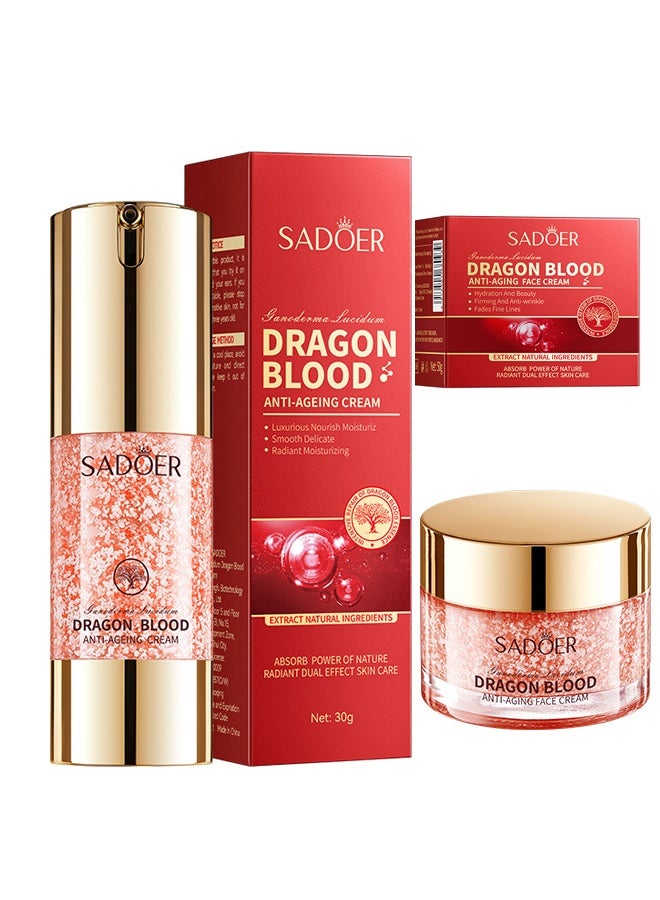 SADOER Dragon's Blood Facial Anti-Wrinkle Serum+Dragons Blood Easy Cream,Retinol Placenta Dragon Blood Cream, Skincare Face Repairs Skin Firm Anti-wrinkle Cream, Moisturizer Nourishing Rejuvenating Cream - Image 1