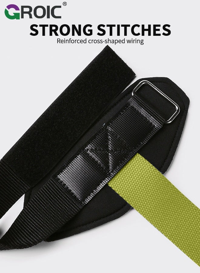 GROIC Weight Lifting Straps, Wrist Cushion, 2-Pack Green Polyester-Cotton Deadlift Straps, Non-Slip Palm Protection for Powerlifting, Strength Training and Pull-Ups, Lifting Wrist Wraps with Silicone Grip - Image 5