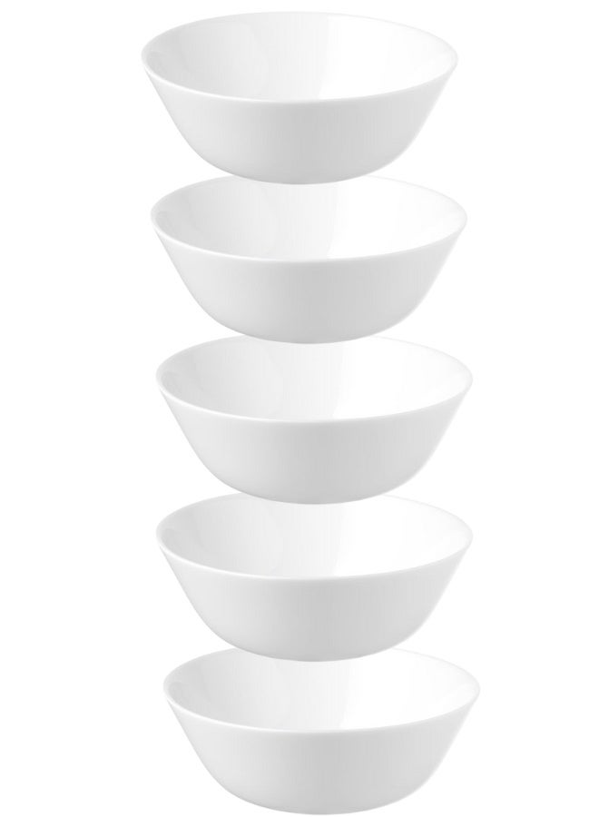 OFTAST 5-piece 15cm porcelain bowl set, dishwasher and microwave safe White. - Image 1