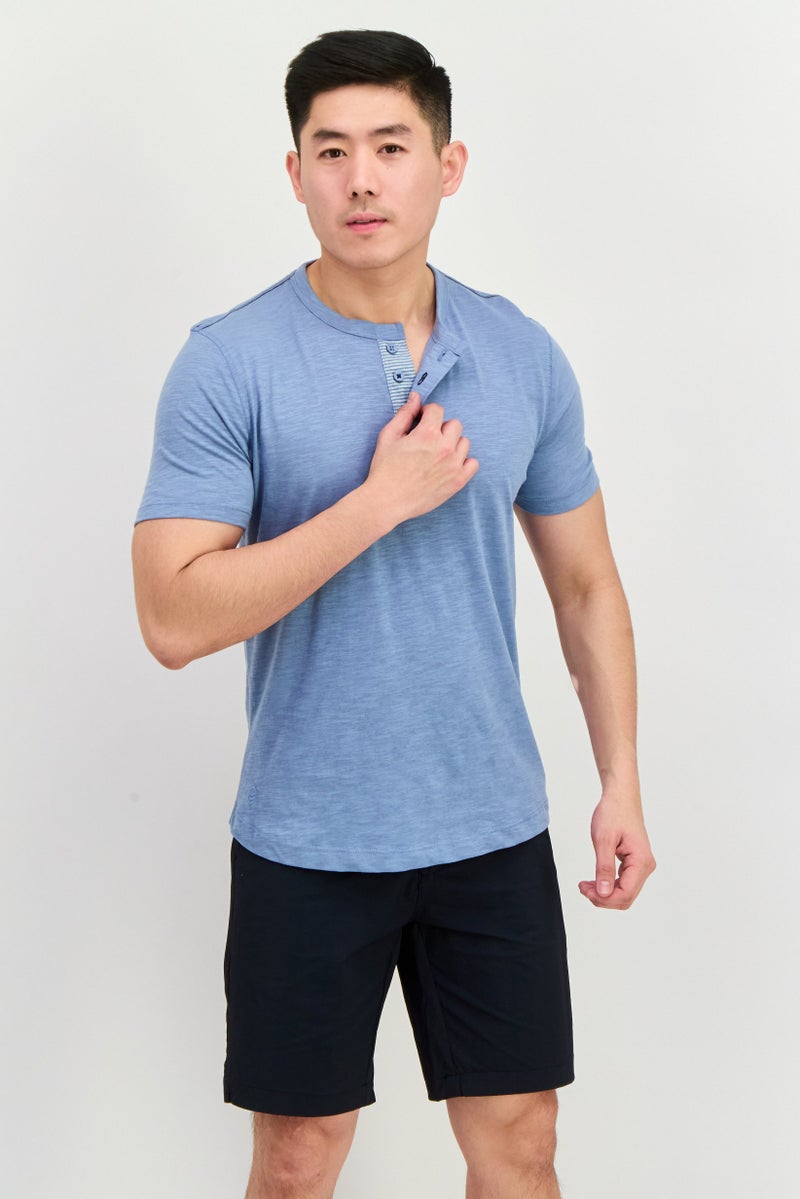 Project Essentials Men Crew Neck Short Sleeves Plain T-Shirt, Sage Blue - Image 1