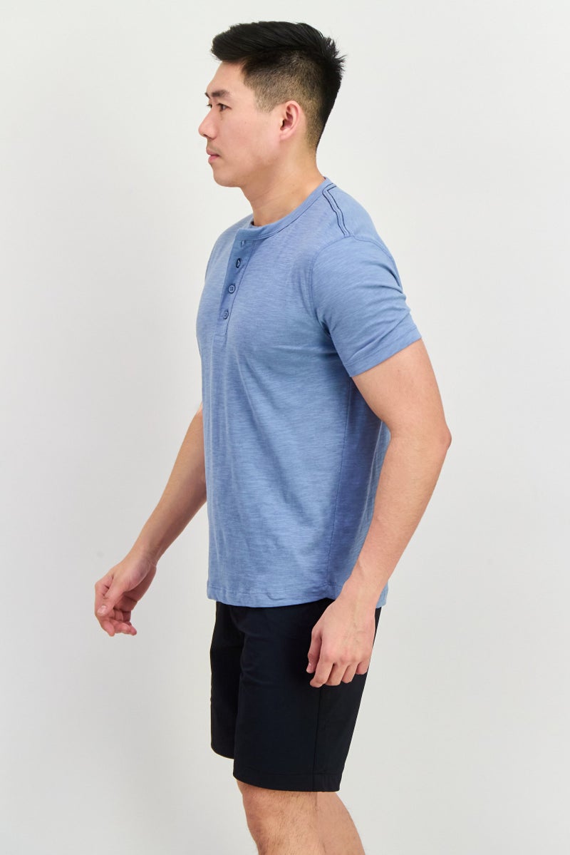 Project Essentials Men Crew Neck Short Sleeves Plain T-Shirt, Sage Blue - Image 2