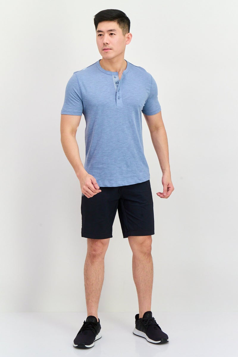 Project Essentials Men Crew Neck Short Sleeves Plain T-Shirt, Sage Blue - Image 4