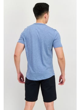 Project Essentials Men Crew Neck Short Sleeves Plain T-Shirt, Sage Blue  - Image 3