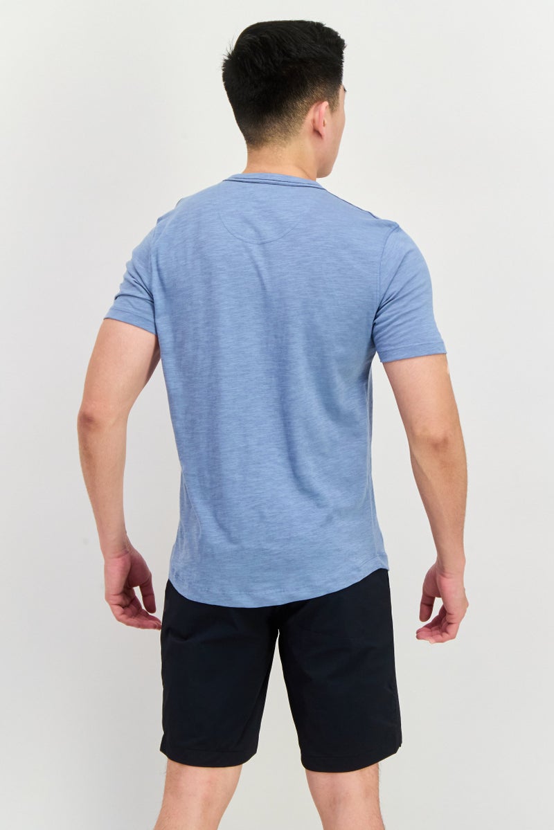 Project Essentials Men Crew Neck Short Sleeves Plain T-Shirt, Sage Blue - Image 3