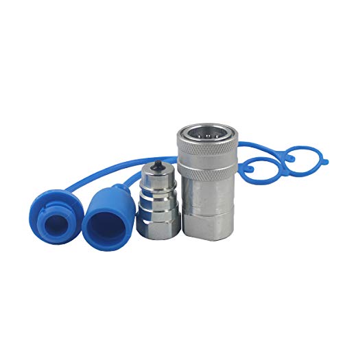Undercarriage 1-Set 1/4'' Ag ISO5675 Carbon Steel Hydraulic Quick Disconnect Coupling/Coupler Poppet Valve，Pioneer Type, Set w/Dust Cap - Image 1