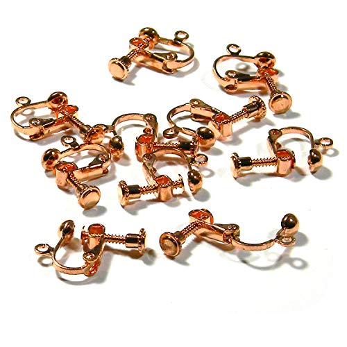 Bedazzlinbeads 10 Plated Brass Metal Clip On Adjustable Screw Back Ball and Loop Earring Findings (Copper Plated) - Image 3