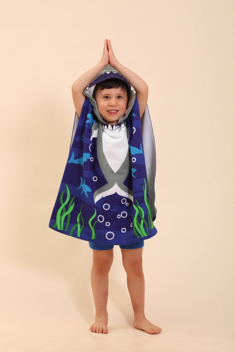 TEHALK Shark Hooded Towels for Kids/Boys/Girls/Toddler, Towel Robes/Wearable Towels for Kids 2-10, Poncho Beach Towels for Swimming/Pool - Image 2